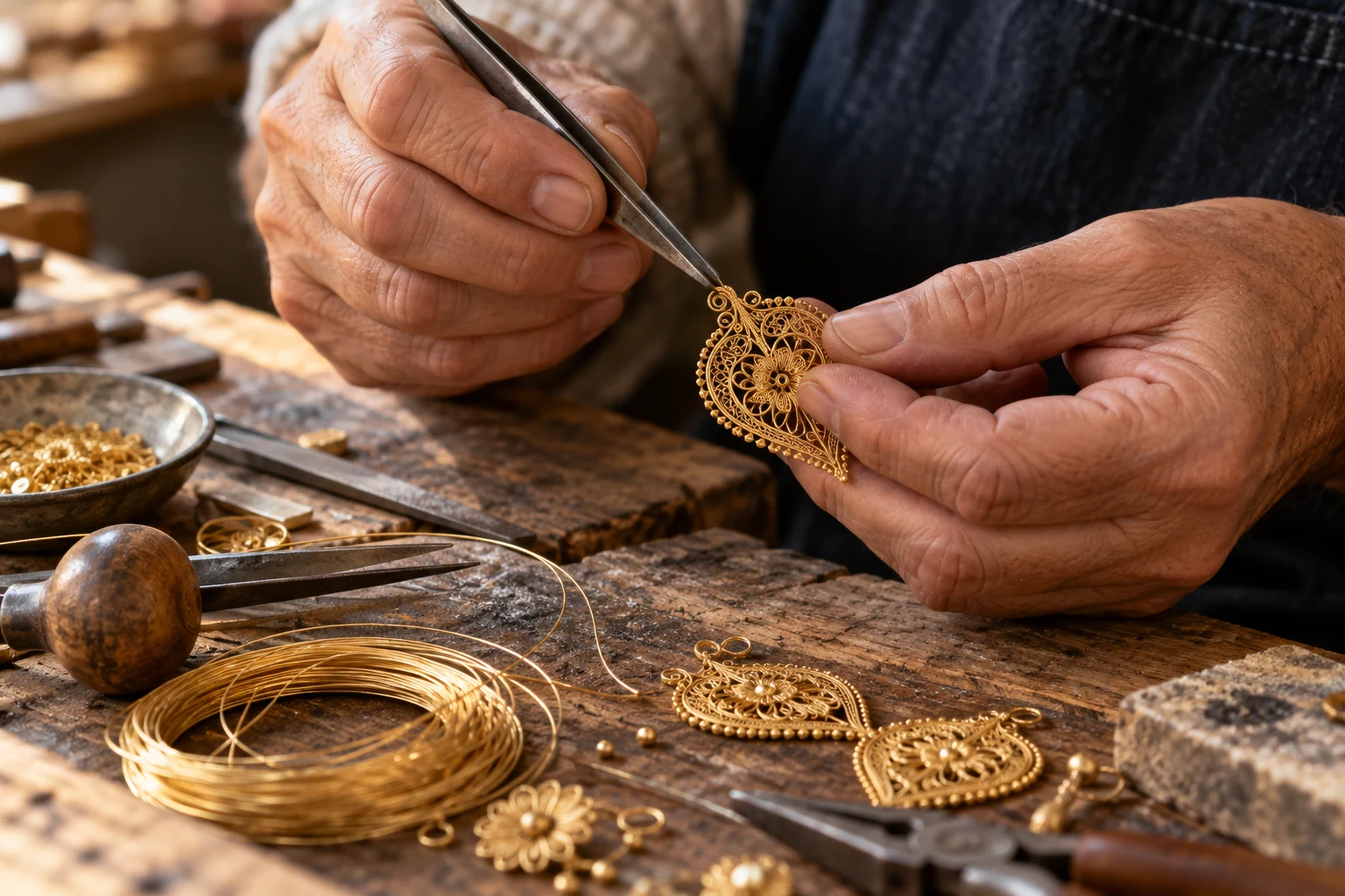 An illustration of traditional Portuguese filigree craftsmanship